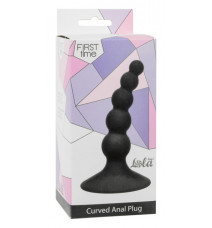 Изогнутый анальный стимулятор на присоске Curved Anal Plug (8,5 см , черный)