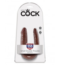 Двусторонний коричневый дилдо King Cock U-Shaped Small Double Trouble Brown