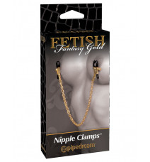 Золотые зажимы на соски с цепью Nipple Clamps