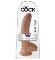 Фаллоимитатор на присоске загорелый King Cock 9 Cock with Balls