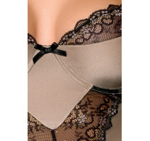 Сорочка с кружевом на косточках цвета Мокко Fibi Chemise SM (42-44)