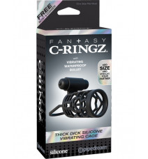 Эрекционное кольцо-насадка с клиторальным вибро-стимулятором Thick Dick Silicone Vibrating Cage