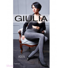 Колготки серые Giulia ADEN 02 с фантазийным рисунком на кружевном поясе с силиконовой основой,120 den , 3 М