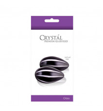 Вагинальные шарики из стекла Cristal (черный с белым)