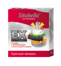 Стимулирующий презерватив-насадка с эластичными усиками Sitabella Extender Красный молодец