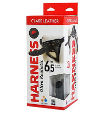 Страпон для женщин и мужчин с кожаными трусиками Harness Ultra Realistic 6.5 , насадка неоскин (17 см , телесный с черным )