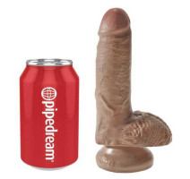 Фаллоимитатор на присоске с мошонкой King Cock 7 Cock with Balls, телесный загорелый
