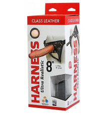 Страпон для женщин и мужчин с кожаными трусиками Harness Ultra Realistic 8 , насадка неоскин (20 см , телесный с черным )