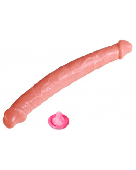 Двусторонний гнущийся телесный фаллос Double Dong 14''