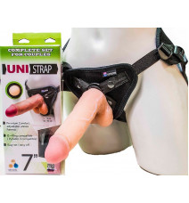 Страпон-трусики с двумя сменными насадками Uni Strap 7''