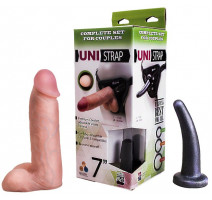 Страпон-трусики с двумя сменными насадками Uni Strap 7''