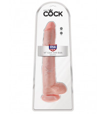 Фаллоимитатор-гигант телесный на присоске King Cock 14" Cock with Balls Flesh